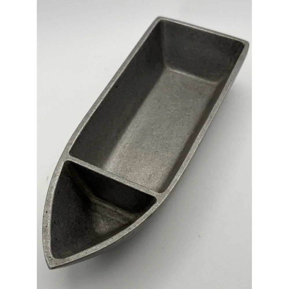 RARE VTG 1972 Wilton Armetale Pewter-Like Boat Nut Dish Bowl Nautical W Spoon